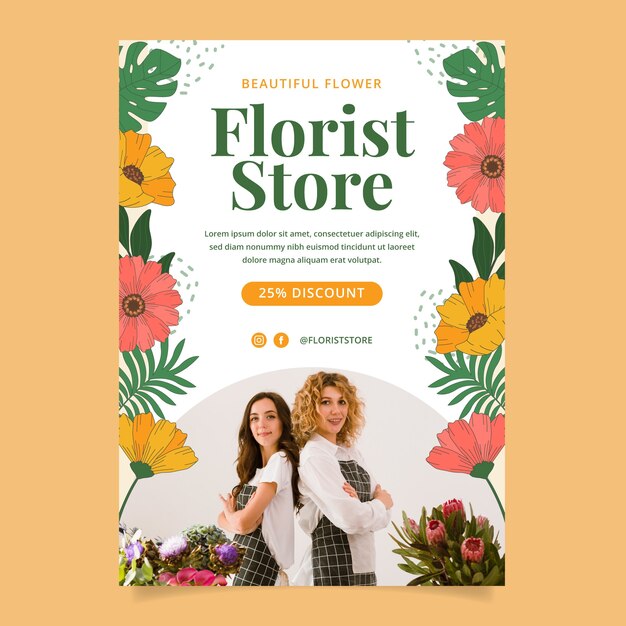 Hand drawn florist job poster