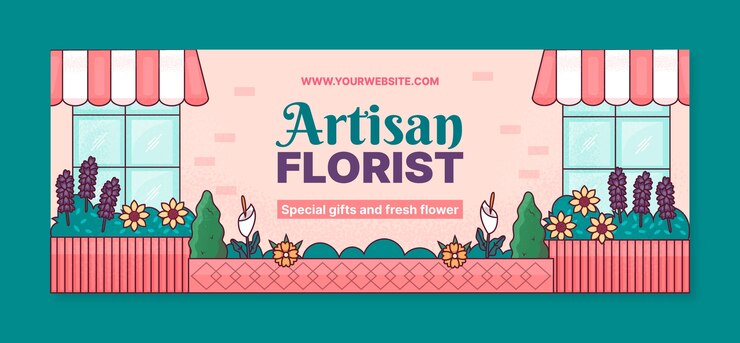 Free Vector hand drawn florist store facebook cover template