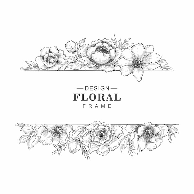 Hand drawn floristic frame border sketch design free vector download