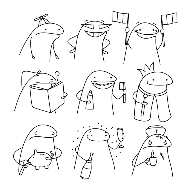 Hand drawn flork meme illustration