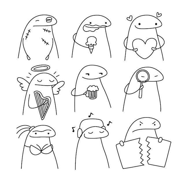 Hand drawn flork meme illustration