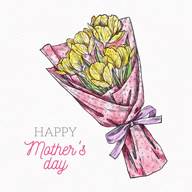 Free vector hand drawn flower bouquet for mother's day