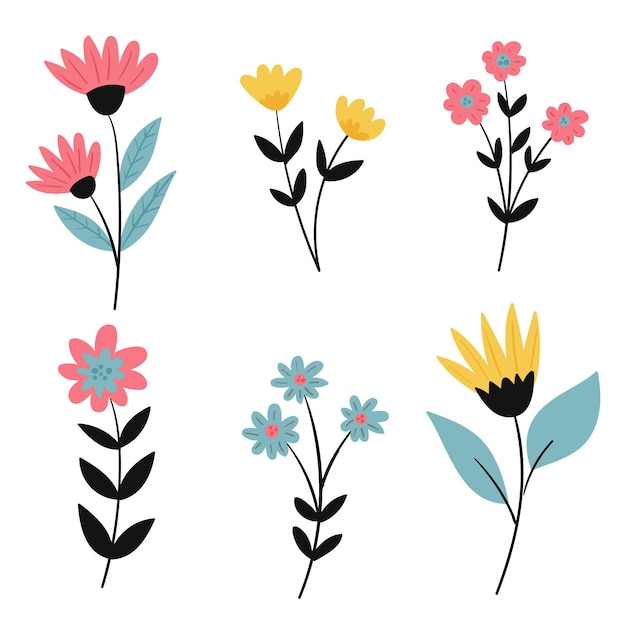 Free vector hand drawn flower collection