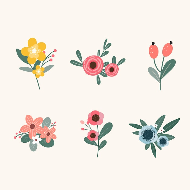 Free vector hand drawn flower collection