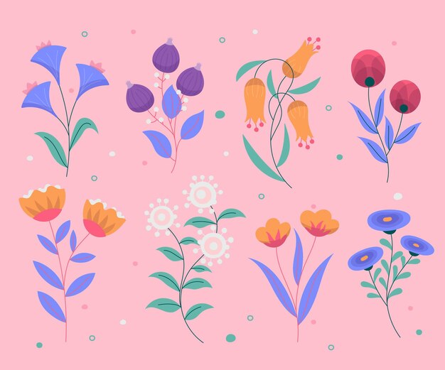 손으로 그린 된 꽃 모음