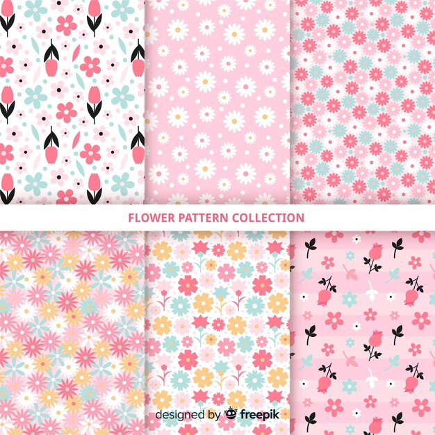 Hand drawn flower pattern collection