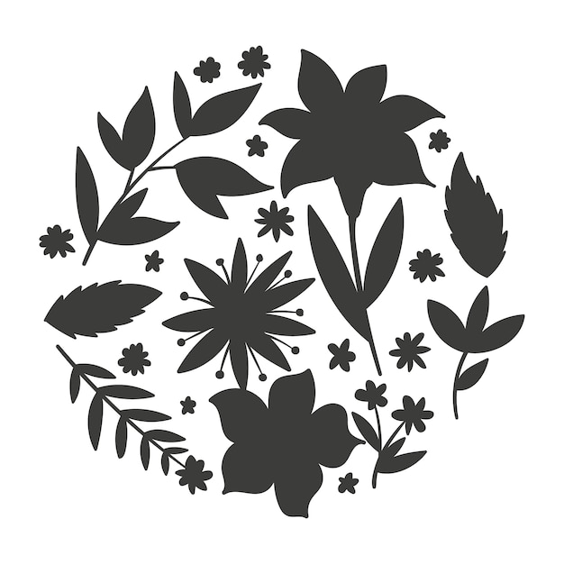 Hand drawn flower silhouettes illustration