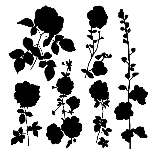 Hand drawn flower silhouettes illustration