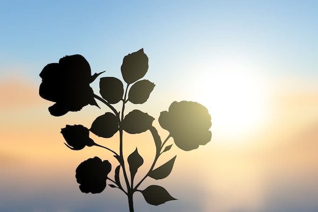 Hand drawn flower silhouettes illustration