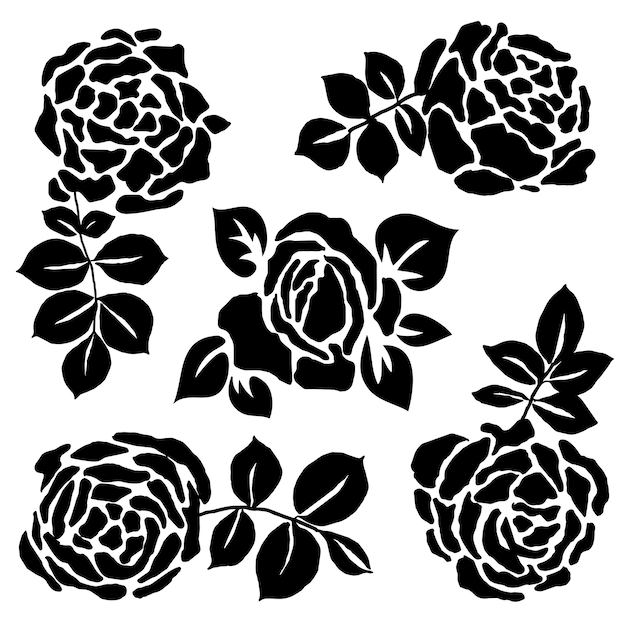 Hand drawn flower silhouettes illustration