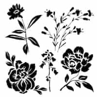 Free vector hand drawn flower silhouettes illustration