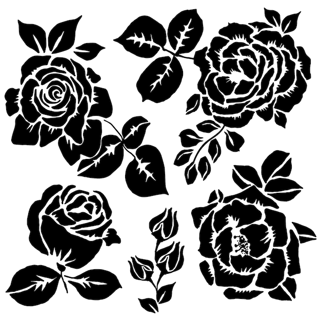 Free vector hand drawn flower silhouettes illustration