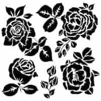 Free vector hand drawn flower silhouettes illustration