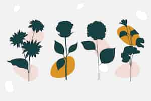 Free vector hand drawn flower silhouettes illustration