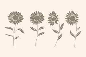 Free vector hand drawn flower silhouettes illustration