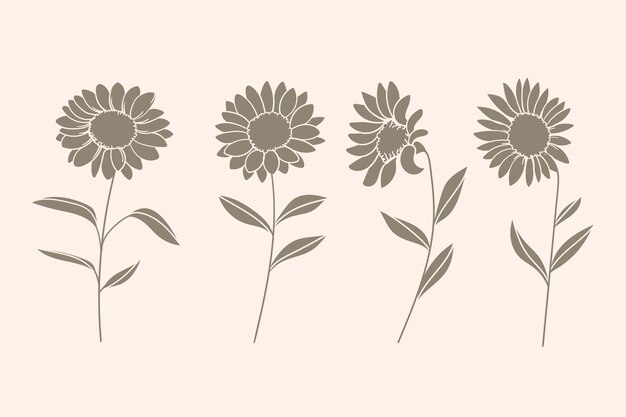 Hand drawn flower silhouettes illustration