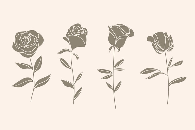 Hand drawn flower silhouettes illustration