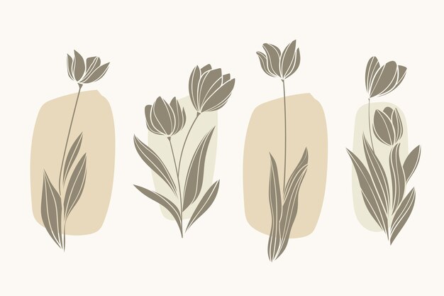 Hand drawn flower silhouettes illustration