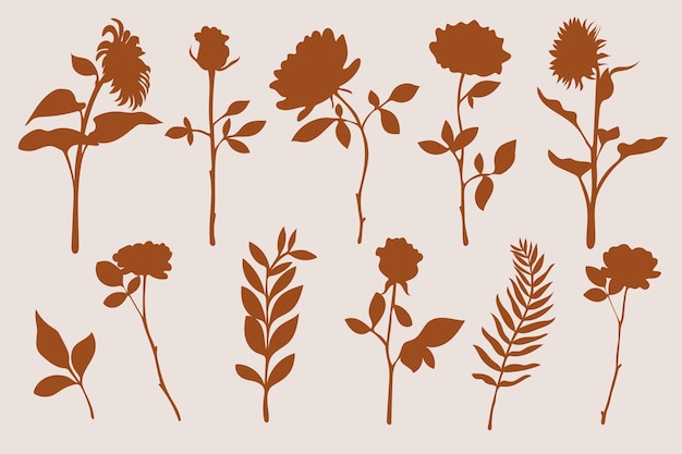 Hand drawn flower silhouettes