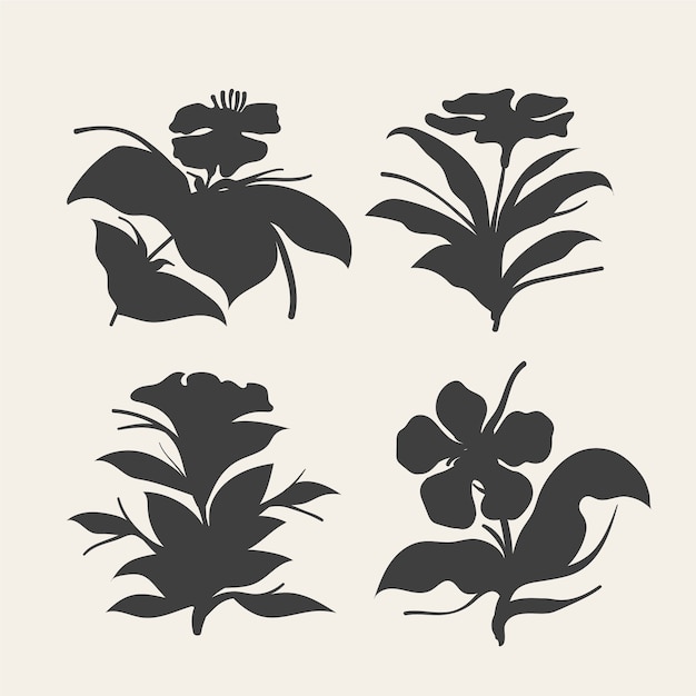 Free vector hand drawn flower silhouettes