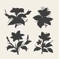 Free vector hand drawn flower silhouettes