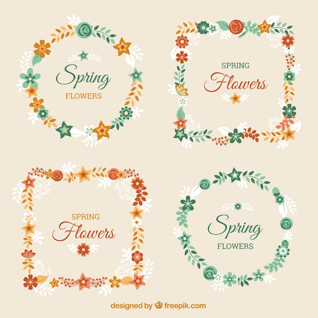 Hand drawn flower wreaths and frames