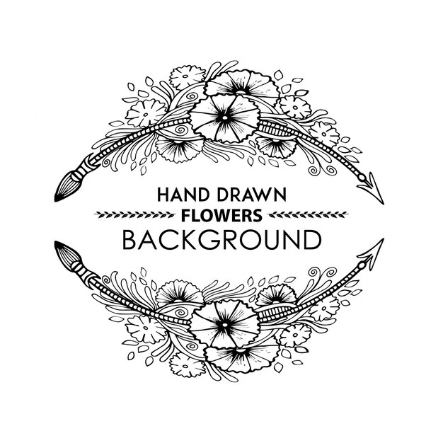hand drawn flowers arrows background