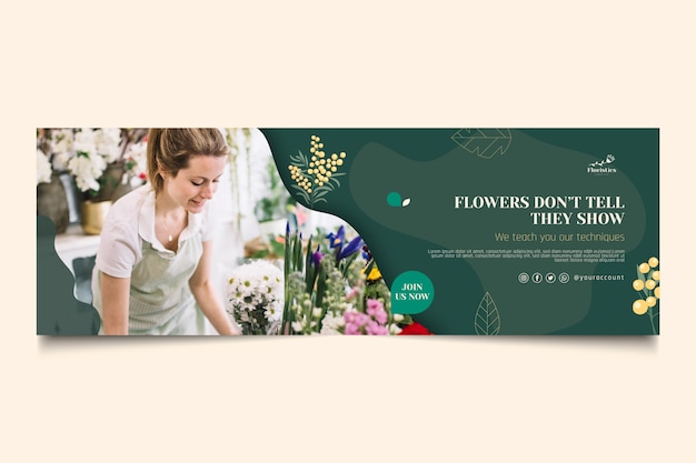 Free vector hand drawn flowers atelier twitter header