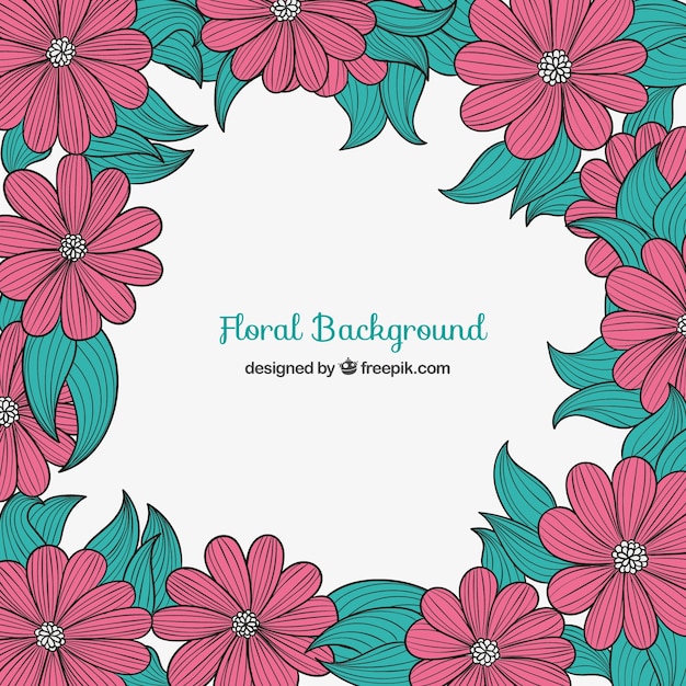 Hand drawn flowers background