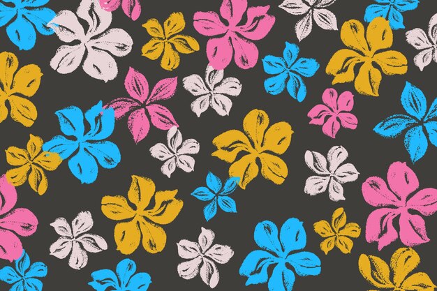 Hand drawn flowers on blackboard background