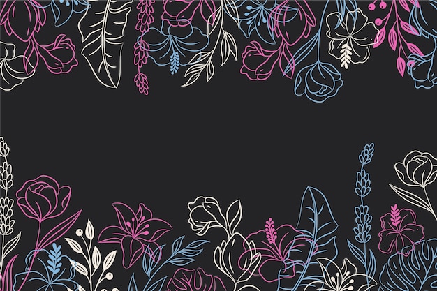 Free vector hand drawn flowers on blackboard background