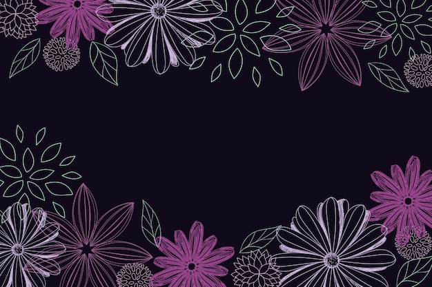 Free vector hand-drawn flowers on blackboard background