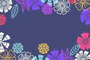 Free vector hand drawn flowers on blackboard background