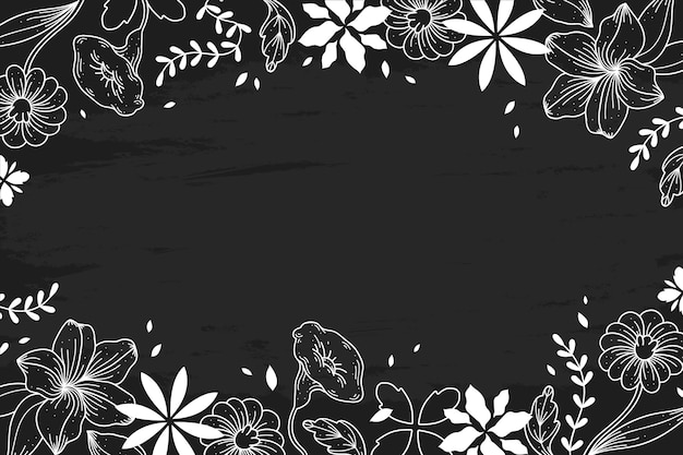 Hand-drawn flowers on blackboard design