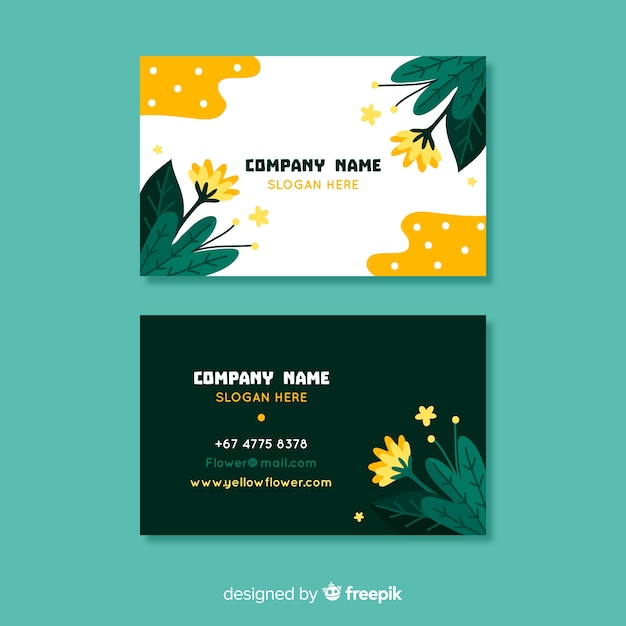 Hand drawn flowers business card template