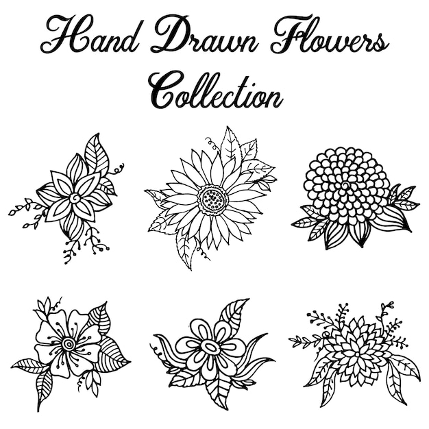 Hand drawn flowers collection