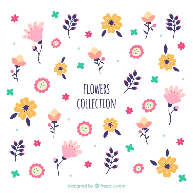 Free vector hand drawn flowers collection