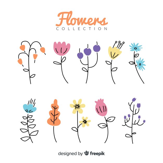 Hand drawn flowers collection