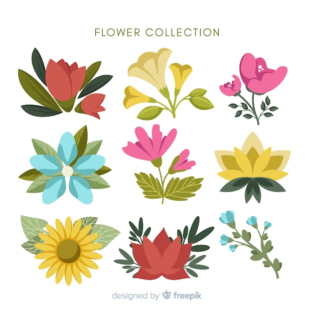 Free vector hand drawn flowers collection