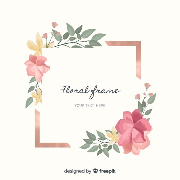 Hand drawn flowers frame background