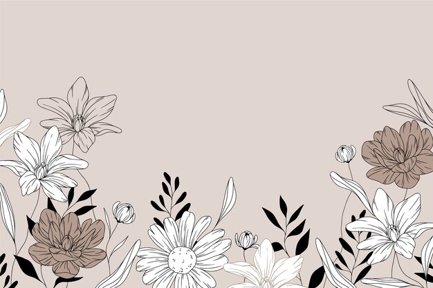 手描きの花と葉の背景