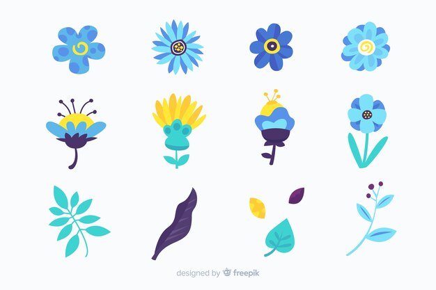 Free vector hand drawn flowers and leaves pack