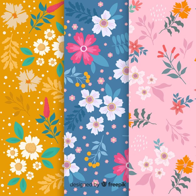 Hand drawn flowers pattern collection