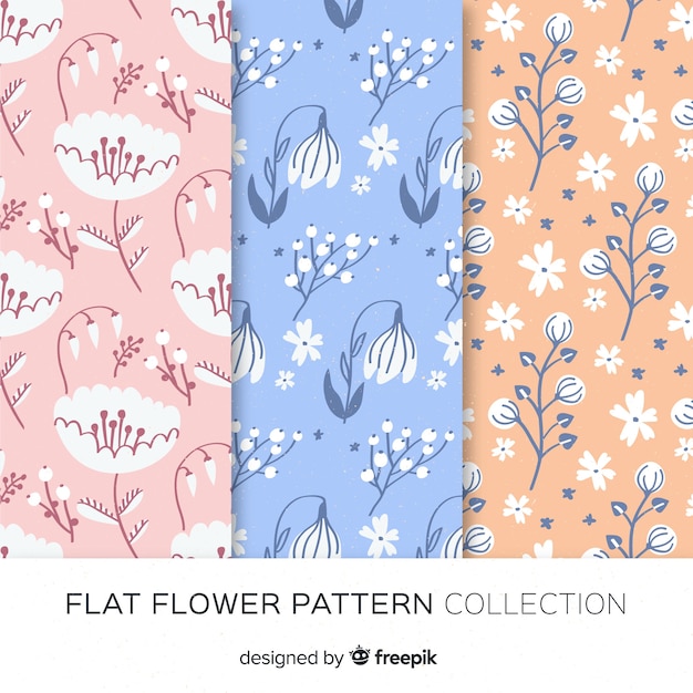 Free vector hand drawn flowers pattern set