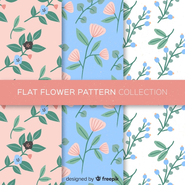 Free vector hand drawn flowers pattern set
