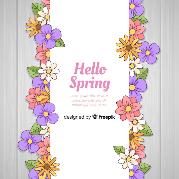 Hand drawn flowers spring background