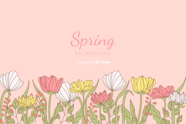 Free vector hand drawn flowers spring background