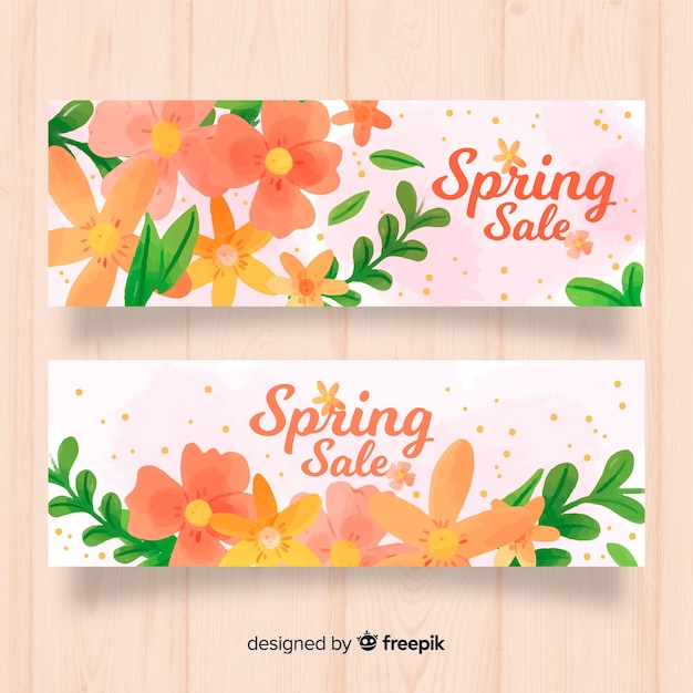 Free vector hand drawn flowers spring sale banner