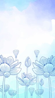 Hand drawn flowers watercolor mobile wallpaper