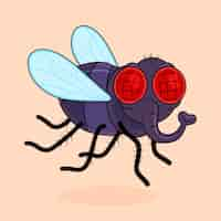 Free vector hand drawn fly cartoon illustration